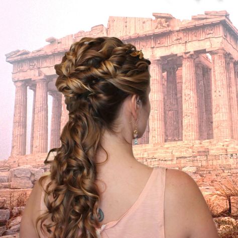 Grecian UpStyle: Inspired by Clash Of The Titans, Andromeda Greek Hairstyles Goddess, Greek Goddess Hairstyles, Grecian Hairstyles, Roman Hair, Roman Hairstyles, Greek Hair, Medieval Hairstyles, Mother Of The Bride Hair, Cosplay Hair