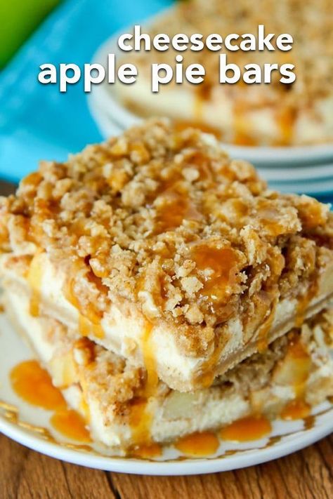 Apple pie cheesecake bars combine the flavor of apple pie with the creamy deliciousness of cheesecake. #applepie #cheesecake #dessert #desserts #apples #apple #summer Apple Pie Cheesecake Bars, Apple Pie Cheesecake, Apple Cheesecake Bars, Love From The Oven, Dessert Oreo, Apple Pie Bars, Pie Cheesecake, Easy Apple Pie, Apple Cheesecake