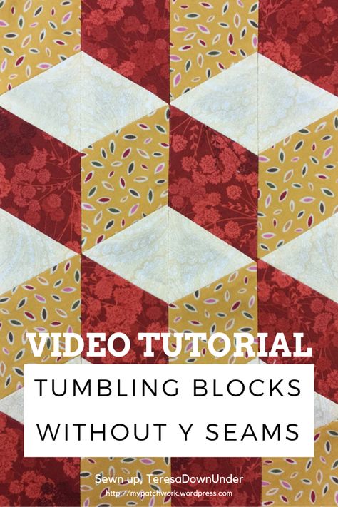 Video tutorial: tumbling blocks with no Y seams Patron Cube, Tumbling Blocks Pattern, Tumbling Blocks Quilt, Optical Illusion Quilts, Colchas Quilting, Quilt Blocks Easy, Tumbling Blocks, Make A Quilt, Quilting Videos