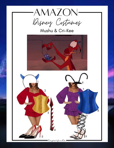 Mulan Characters, Halloween Costumes Iconic, Iconic Costumes, Costumes 2024, Disney Characters Costumes, Trio Costumes, Mulan Mushu, Hot Halloween, Disney Costume