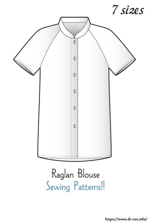 Blouse Sewing Patterns, Raglan Blouse, Shirt Patterns For Women, Blouse Sewing, Raglan Top, Blouse Pattern Sewing, Paper Pattern, Blouse Patterns, Blouse Pattern