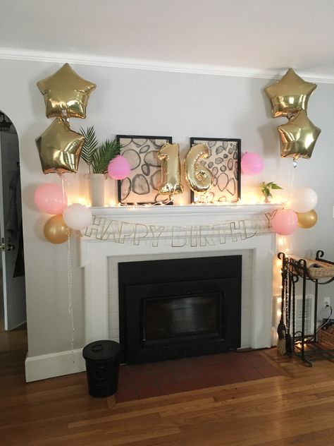 Fireplace Birthday Decor, Birthday Fireplace Decor, Halloween Themed Birthday Party, Twodles Birthday, 18th Birthday Decorations, Birthday Morning, 21st Bday Ideas, Moms 50th Birthday, Preppy Party