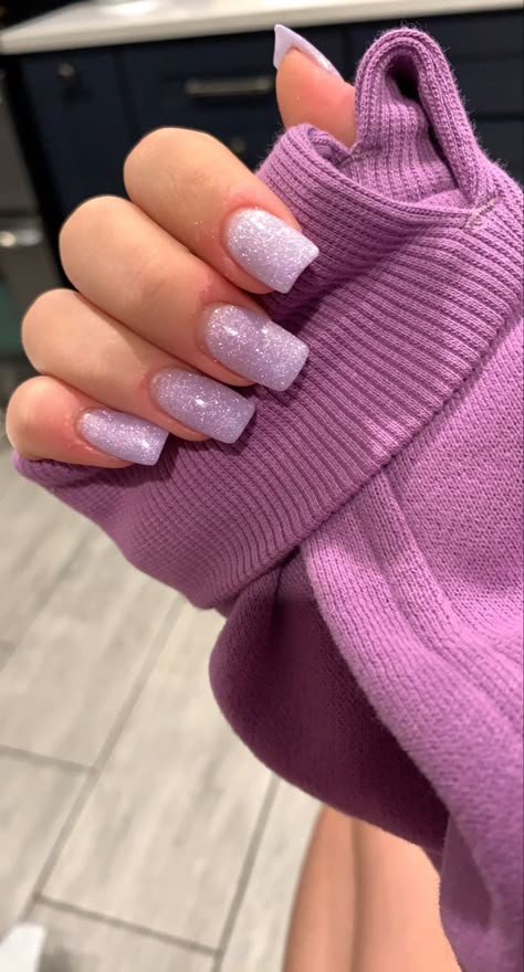 Light Purple Nails, Hoco Nails, Violet Nails, Purple Glitter Nails, Glitter Nails Acrylic, Purple Acrylic Nails, Lilac Nails, Glittery Nails, Nails Nude