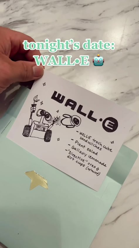 Wall E Themed Food, Wall E Movie Night Food, Wall E Dinner And A Movie, Wall E Movie Night, Walle Disney Dinner, Wall E Themed Dinner, Disney Dinner And Movie Night Envelopes, Movie Night Themed Dinner, Disney Movie Dinner Ideas