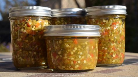 End of the Harvest Hot Pepper Relish (GF) – from the Bartolini kitchens Cherry Bomb Pepper, Canning Hot Peppers, Pickles Recipes, Hot Pepper Relish, Canning Peppers, Hot Pepper Recipes, Jalapeno Relish, Honey Mustard Recipes, Relish Recipe