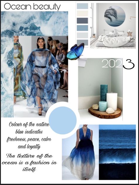 Theme Board Ideas Fashion, Ocean Inspiration Board, Ocean Theme Mood Board, Waves Mood Board, Sea Moodboard Fashion, Ocean Theme Board, Ocean Theme Fashion, Portfolio Themes Ideas, Moodboard Fashion Design Inspiration