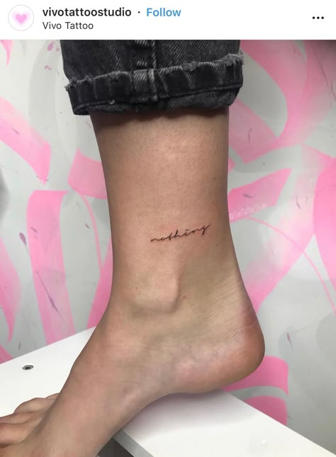 Cursive Ankle Tattoo, Ankle Text Tattoo, Ankle Word Tattoos For Women, Word Tattoo Placement, Inside Ankle Tattoos, Word Tattoo Placements, Feminine Shoulder Tattoos, Small Foot Tattoos, Phrase Tattoos