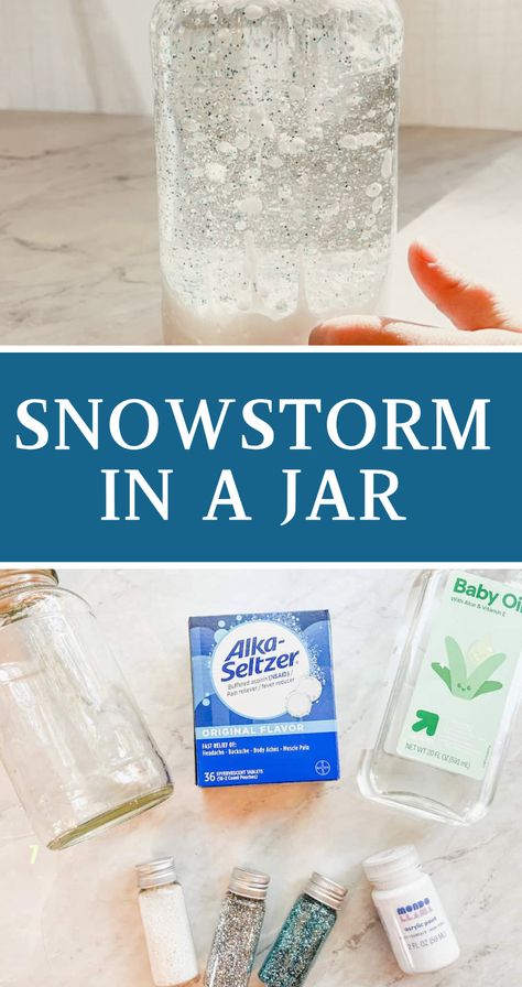 Create a magical snowstorm in a jar for a fun weather science activity for kids!  This would be a great stem activity for weather units and kids will love seeing the snowstorm come to life and swirl around the glass jar.  A fun winter activity for kids of all ages! Snow Themed Stem Activities, Winter Kids Science Experiments, Winter Stem Activities For Preschool, Weather In A Jar, Stem Activities For Elementary Students, Snow Storm In A Jar Experiment, Steam Activities For Elementary Students, First Grade Weather Activities, Snow In A Jar Experiment