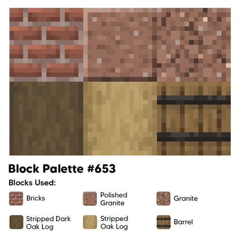 Minecraft Medieval Block Palette, Minecraft Block Palette Oak, Minecraft Oak Palette, Birch Block Pallet Minecraft, Minecraft Brick Palette, Minecraft Dark Oak Palette, Minecraft Colour Pallets, Minecraft House Color Palette, Minecraft Color Pallets