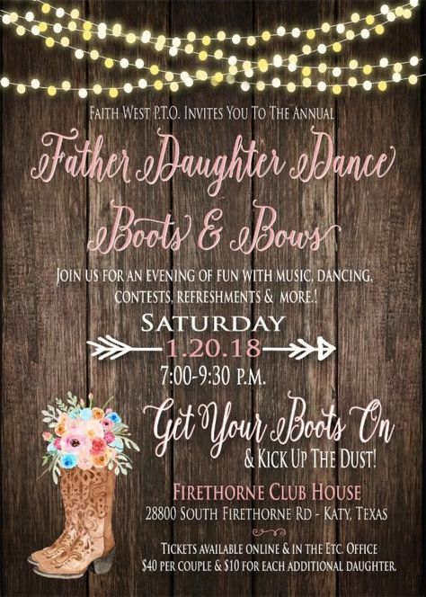 Dance Boots, Katy Texas, Father Daughter Dance, Father Daughter, Club House, Chalkboard Quote Art, Boots, 10 Things