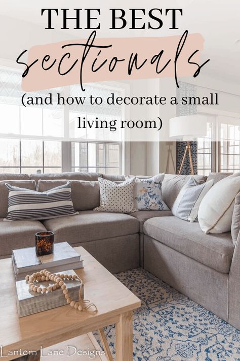 How To Style A Small Living Room With Fireplace, Small Living Room Decor With Sectional, Small Room With Sectional Couch, How To Decorate Family Room, Farmhouse Living Room Sectional Couch, Living Room Sectional Ideas Layout Cozy, Living Room Sectionals Ideas, Living Room Layout Sectional Couch, Comfortable Small Living Room