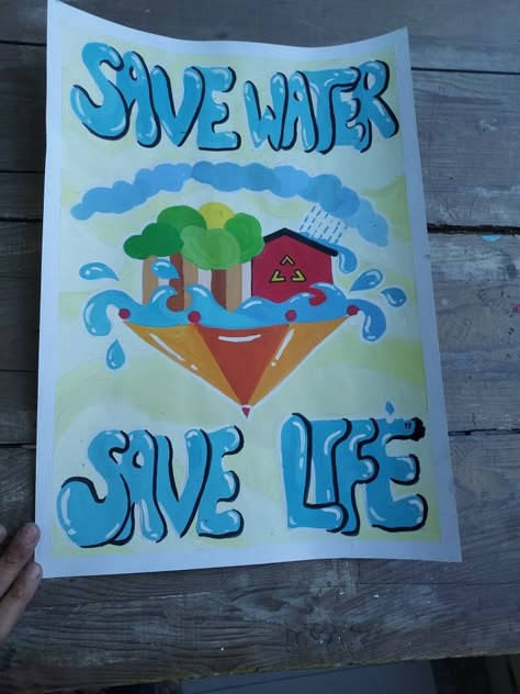 Handmade Poster Ideas, Water Conservation Poster, Save Water Drawing, World Environment Day Posters, Save Water Poster Drawing, Save Water Poster, Elementary Drawing, Earth Day Drawing, English Homework