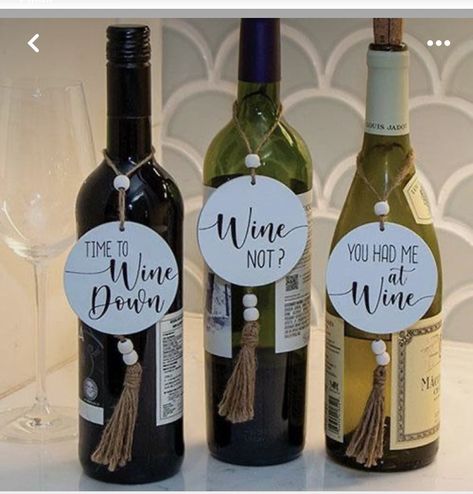 Wine Tags Diy, Wine Bag Quotes, Wine Ornaments, Tag Ornaments, Wine Bottle Gift Tags, Painted Backgrounds, Bottle Gift Tags, Rope Tassel, Wine Bottle Tags