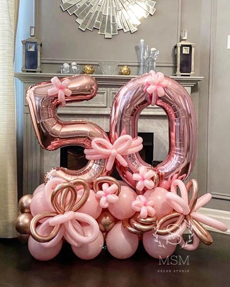 BALLOONS•DECOR•EDUCATION•GTA on Instagram: “Happy 50th birthday 🎂  Who doesn’t love pink? 💖 ⠀ ❤️thank you for choosing us! ⠀ Unique design•personal touch•professional service 💌DM for…” 50 Balloon Bouquet, 50th Balloons, Birthday Present Ideas For Women, Pink Balloon Bouquet, 50th Birthday Balloons, Party Balloons Diy, Balloon Business, 50th Birthday Presents, Balloons Decor