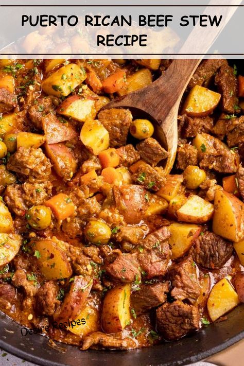 Transport your taste buds to the vibrant streets of Puerto Rico with our authentic Puerto Rican Beef Stew recipe. This hearty and savory dish features tender beef, flavorful spices, and a medley of vegetables, creating a culinary masterpiece. Bring the warmth of the Caribbean to your table and impress your guests with this ChatGPT-approved recipe. A taste of Puerto Rico in every spoonful! 🇵🇷🍲 #PuertoRicanCuisine #BeefStew #CaribbeanFlavors #HomeCooking Puerto Rican Beef Stew Recipes, Puerto Rican Beef Stew, Puerto Rican Cuisine, Adobo Seasoning, Pork Stew, Carrots And Potatoes, Beef Stew Recipe, Tender Beef, Stew Recipe