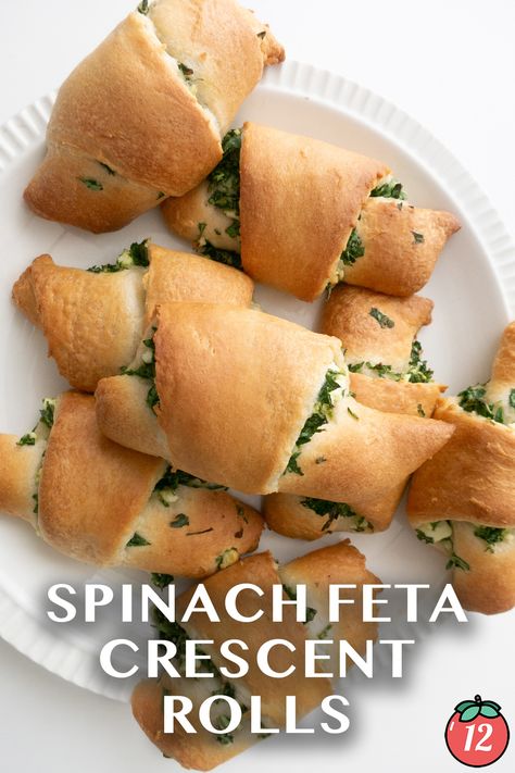 Spinach Feta Crescent Rolls | 12 Tomatoes Spinach Feta Croissant, Spinach Feta Crescent Rolls, Savory Spinach And Feta Chicken Rolls, Spinach And Feta Pastry Rolls, Spinach And Feta Phyllo Rolls, Buttery Rolls, Cheese Crescent Rolls, 12 Tomatoes Recipes, Greek Flavors