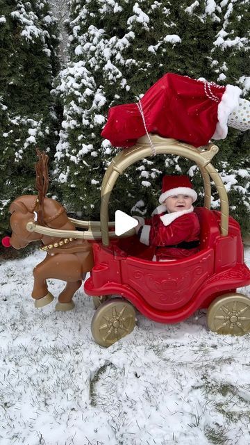 samantha lindner on Instagram: "🛷 i had WAY too much fun transforming this @officiallittletikes carriage into santa’s sleigh 🦌🛷🎅✨ pics coming soon 🥹❤️ #diy #littletikes #christmasbaby #christmascraftsforkids" Diy Lifesize Christmas Village, Grinches Sleigh, Santa’s Sleigh, Little Tikes Car Makeover, Diy Christmas Sleigh, Diy Santa Sleigh, Diy Sleigh, Santa Pumpkin, Car Transformation