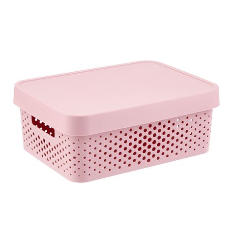 Cheap Pink Rectangular Cosmetic And Toiletry Storage, Cheap Pink Cosmetic Storage With Multiple Compartments, Pink Storage Baskets, Cute Pink Storage Bins, Pink Storage Boxes, Floral Comforter, Sleek Storage, Storage Bins With Lids, Small Closets