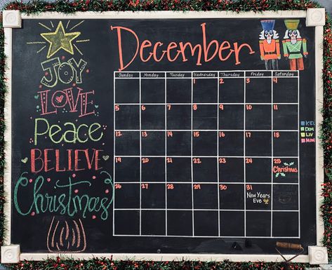 December Dry Erase Calendar Ideas, December White Board Calendar Ideas, Calender Doodle, December Chalkboard Calendar, Dry Erase Calendar Ideas, December Chalkboard Ideas, Winter Chalkboard Ideas, Chalk Calendar, Calendar Chalkboard