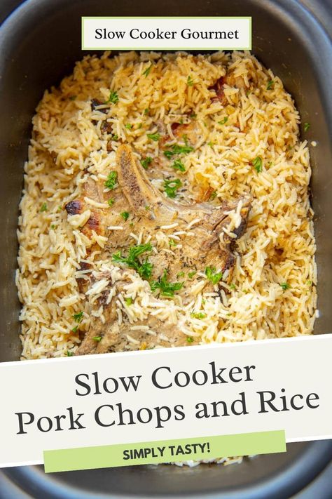 Crockpot Rice And Porkchops, Slow Cooker Alpine Pork Chops, No Peek Pork Chops And Rice Crock Pot, Crock Pot Pork Chops And Rice, Crockpot Pork Chops And Rice, Crock Pot Pork Chop Recipes, Boneless Pork Chop Recipes Crockpot, Crockpot Pork Chop Recipes, Slow Cooker Rice Recipes