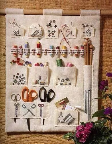 Image Only: Sewing & Craft Supplies organizer Sewing Kit Organizer, Sewing Tools Organizer, Sewing Tools Storage, Sewing Photography, Sewing Patterns Free Women, Sewing Room Storage, Trendy Sewing Projects, Simple Hand Embroidery Patterns, Sewing Room Decor