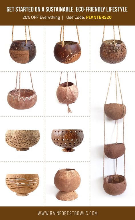 Coconut Crafts Diy, Art From Waste Unique, Coconut Shell Ideas, Crafts With Coconut Shells, Coconut Diy Craft, Coconut Shell Art Ideas, Diy Coconut Shell Crafts Ideas, Coconut Shell Planter Ideas, Coconut Craft Ideas