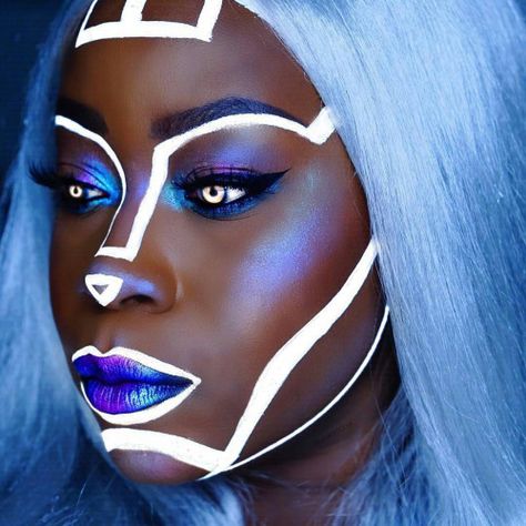 desbreaux: “ Afro Futuristic Cyborg Looks ” 💯 Wasteland Makeup, Robot Makeup, Hd Make Up, Futuristic Makeup, Afro Futurism, Drag Make-up, New Retro Wave, Futuristic Fashion, Ex Machina