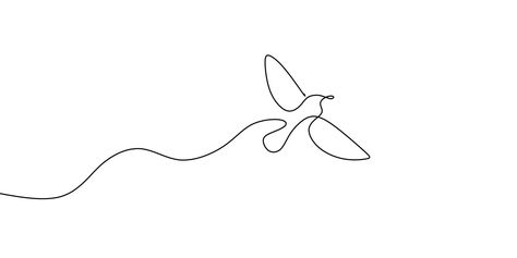 Flying bird continuous line drawing element isolated on white background for decorative element. Vector illustration of animal form in trendy outline style. Line Drawing Animal, Bird Line Drawing, Line Drawing Images, Bird Outline, Animal Line Drawings, Bunny Watercolor, Flying Bird, Continuous Line Drawing, Line Art Tattoos