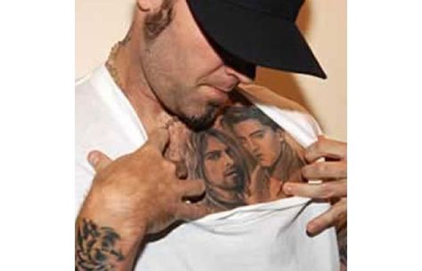 Fred Durst-Best celebrity tattoos Kurt Cobain Tattoo, Kurt Tattoo, Best Celebrity Tattoos, Good Tattoo, Fred Durst, Jonathan Davis, Dont Forget To Smile, Limp Bizkit, Bad Photos