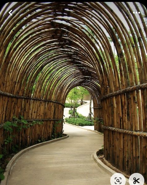 Bamboo Landscape Ideas, Bamboo Ideas Outdoor, Guadua Ideas, Bamboo Restaurant Ideas, Ecolodge Architecture, Taman Air, Outdoor Restaurant Design, Bamboo House Design, Resort Architecture