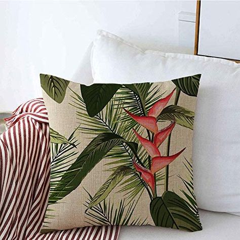 Tropical Cushions, Tropical Cushion Covers, Tropical Cushion, Tropical Gifts, Cotton House, Tropical Pillows, Tropical Interior, Tropical Bedrooms, Green Texture