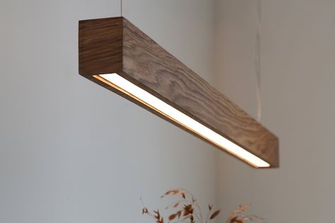 Hanging Wood Lamp, Wooden Lights Hanging, Modern Light Fixtures Dining Tables, Long Light Fixture, Wooden Hanging Lights, Wooden Ceiling Lights, Wooden Ceiling Light, Dining Lamp, Interior Lighting Design