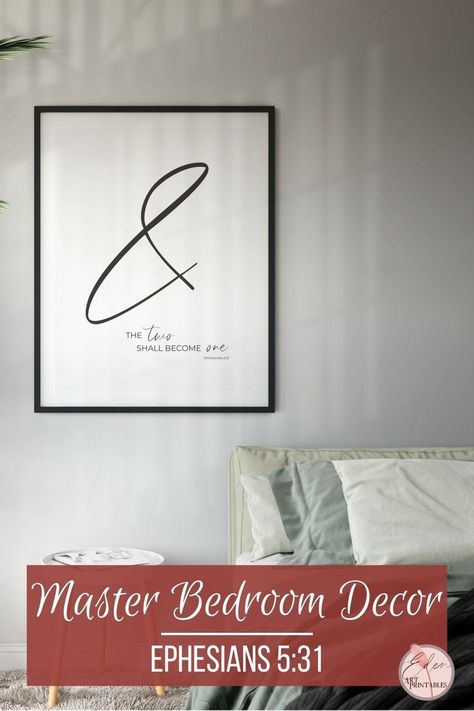 Looking for Christian home decor for master bedroom? Want minimalist bible verse wall art for your above bed decor? Need a Christian wedding gift for a new couple? Want a thoughtful religious wedding sign for a Christ-centred couple? Click to get this love bible scripture quote printabe of Ephesians 5:31 - and the two shall become one. The printable marriage scripture art is also the perfect biblical marriage quote to give as a housewarming or anniversary gift. Marriage Frame, Marriage Scripture, Marriage Bible Verses, Printable Scripture Art, Scripture Wall Decor, Bible Verse Wall Art Printable, Biblical Marriage Quotes, Biblical Marriage, Christian Home Decor