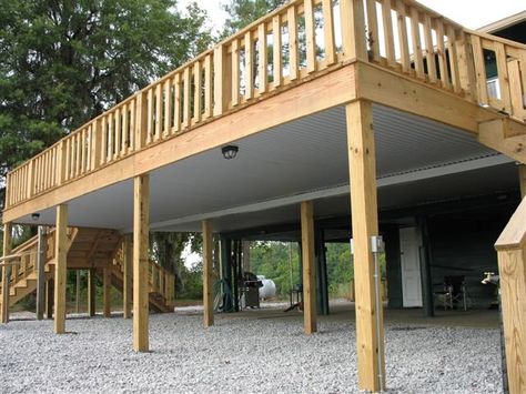 Sloped Yard Ideas, Under Deck Roof, Deck Carport, Under Deck Patio, Under Deck Roofing, Covered Deck Ideas, Under Deck Ideas, Deck Ideas On A Budget, Deck Ceiling