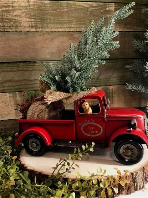 Rv Christmas, Red Truck Christmas Tree, Truck Christmas Tree, Farmhouse Truck, Red Truck Decor, Truck Decor, Diy Outfits, Red Truck Christmas, Christmas Red Truck