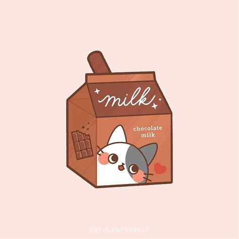 Cat Plant Supply (@catplantsupply) • Instagram photos and videos Milk Drawing, Chocolate Drawing, Milk Art, Calm Color Palette, Cow Drawing, Cat Plants, Food Illustration Art, Doodle Icon, Cute Food Drawings