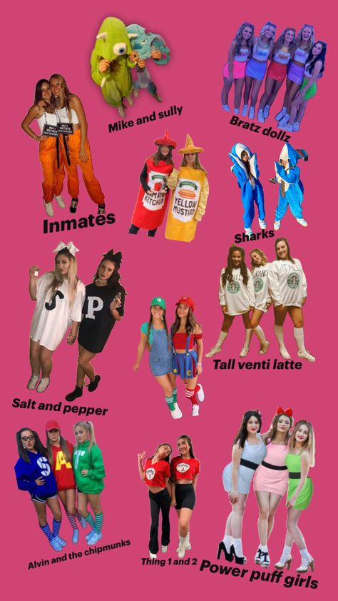 Halloween Costume Ideas For Teenage Girl, Cute Easy Halloween Costumes, Fun Halloween Outfits, Halloween Duos, Women Halloween Costume Ideas, Cute Group Halloween Costumes, Costume Ideas Women, Clever Halloween, Costume Ideas For Couples