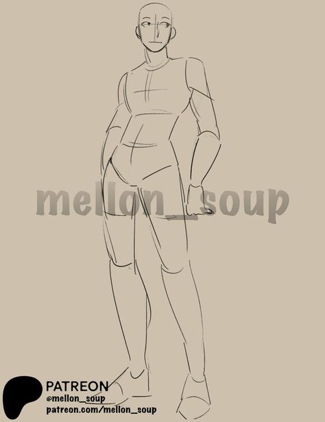 mellon_soup | pose reference drawings | Patreon Art Male Poses, Body Sketches Reference, Standing Pose Reference Drawing Male, Men Anatomy Poses, Pose Reference Mellon Soup, Character Design Sketches Pose Reference, Mellon Soup Poses, Fullbody Pose Reference, Drawing References Pose