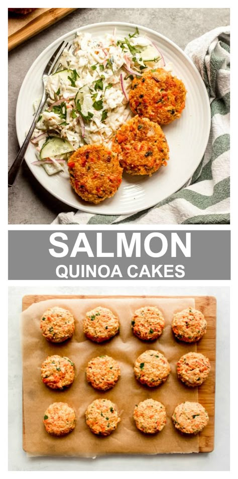 Best way to transform leftover salmon is with salmon quinoa cakes. So easy and great for meal prep. #salmonquinoa #salmoncakes #salmonpatties Salmon And Quinoa, Quinoa Cakes, Salmon Quinoa, Quinoa Cake, Flaked Salmon, Leftover Salmon, Salmon Cakes, Salmon Patties, Roasted Salmon