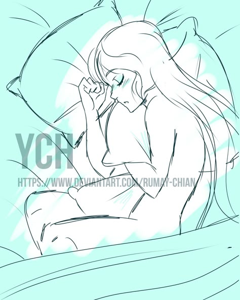 (YCH auction) Good night - CLOSED by Rumay-Chian on DeviantArt Sleeping Pose, Manga Poses, Drawing Body Poses, Body Pose Drawing, Poses References, Anime Drawings Tutorials, Art Poses, Anime Poses Reference, Drawing Challenge