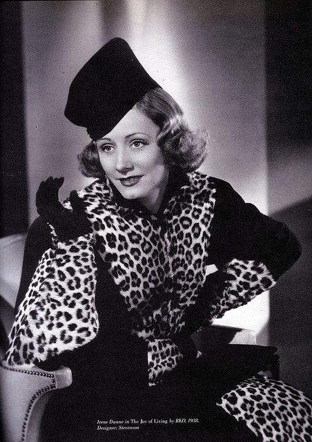 Irene Dunne in The Joy of Living, 1938 Irene Dunne, Leopard Print Fashion, 30s Fashion, Joy Of Living, Hollywood Legends, 1930s Fashion, Hollywood Fashion, Hollywood Glam, Golden Age Of Hollywood