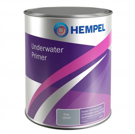 Bayside Marine   Hempel Grey Underwater Primer Paint Hempel Grey Underwater Primer is a fast drying underwater primer containing aluminium flakes. For use as a sealer onto old antifouling or as a tiecoat over an epoxy primed surface before antifouling. Finish: Flat Coverage: 7.8m² per litre Application: Brush, Paint Pad, Roller, Spray Thinners: Hempel Thinners 1 (Brush) Substrates: GRP, Wood, Steel Suitable For: Tie-coat between epoxy and physically drying coatings. As sealer for old antifouling Marine Paint, Boat Paint, Deck Paint, Flash Point, Pintura Exterior, Paint Buckets, Paint Primer, Marine Boat, Exterior Wood