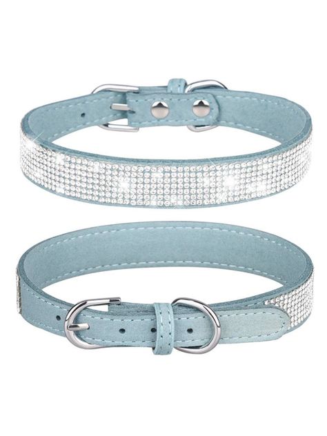 Baby Blue  Collar  Microfiber Leather   Embellished   Pet Collars, Leashes & Harnesses Blue Dog Collar Aesthetic, Blue Cat Collar, Toy Accessories, Unicorn Fashion, Blue Dog Collar, Birthday Dog, Puppy Accessories, Collar Leash, Blue Dog