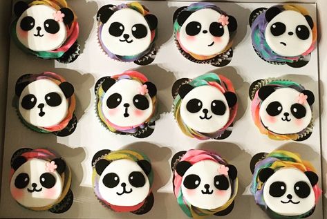 Rainbow panda cupcakes of course! Rainbow Panda Birthday Party, Panda Cupcake, Panda Bear Cake, Panda Birthday Cake, Panda Cupcakes, Beach Cupcakes, Bingo Birthday, Chinese Birthday, Panda Cake