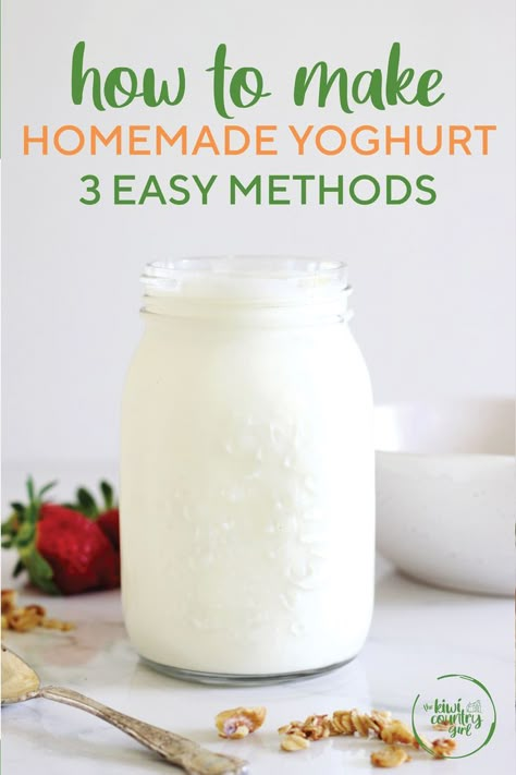 Making yoghurt (or yogurt) at home is easier than you think and is so much cheaper than buying it. Here is my guide for how to make yoghurt at home with only milk and yoghurt using three simple methods including the slow cooker, oven and a yoghurt maker as well as how to make Greek yoghurt. It's the perfect healthy homemade snack or breakfast! Homemade Yogurt Recipes, Yoghurt Recipe, Make Greek Yogurt, Instant Pot Yogurt, Healthy Homemade Snacks, Making Yogurt, Yogurt Maker, Homemade Yogurt, Yogurt Recipes