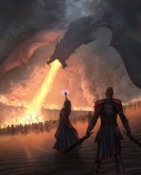 ArtStation - The Rage of Dragons - Book Cover, Stefan Stankovic The Rage Of Dragons, Jaime Lannister, 다크 판타지, Arya Stark, Dragon Artwork, Mythical Creatures Art, Fete Anime, Book Dragon, Fantasy Dragon