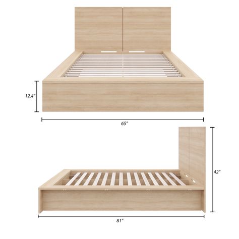 James Platform Bed with Headboard - Bed Bath & Beyond - 39896204 Elegant Headboard, Platform Bedroom Sets, Minimalist Bed, Bedroom Upgrade, Natural Blonde, Queen Platform Bed, Bed Headboard, 2 Drawer Nightstand, Headboard Storage