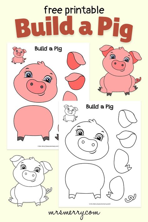 free build a pig template Pig Science Preschool, Build A Pig Printable, This Little Piggy Craft, Paper Pig Craft, Pig Crafts Preschool, Pig Printables Free, Pig Craft Preschool, Pig Template Free Printable, Pig Coloring Pages Free Printable