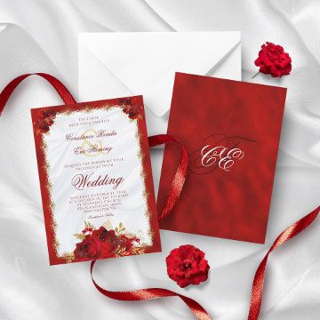 Create your own Invitation | Zazzle Quince Invitations Ideas, Red Gold Invitation, Red Rose Invitation, Red Rose Wedding Invitations, Red And White Wedding, Formal Wedding Invitation, Quince Invitations, Red And White Weddings, Rose Gold Wedding Invitations