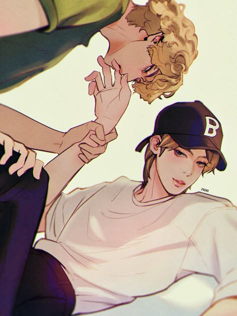 Taejin Fanart, Taejin Bts, Bts Cartoon, Fanart Ideas, Ships Fanart, K Pop Fanart, Anime Fanfiction, Bts Fan Art, Different Art